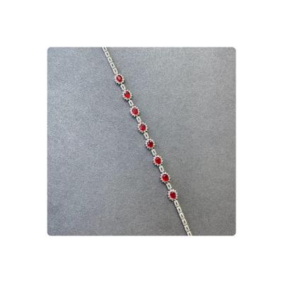 China Vintage Diamond Made 2.8 Carat Pigeon's Blood Ruby 2 Carat Natural Unheated Diamond 18k White Gold Bracelet for sale