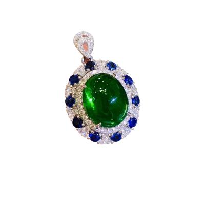 China 18K Romantic Emerald Diamond Pendant! 7.3ct green diamond for sale