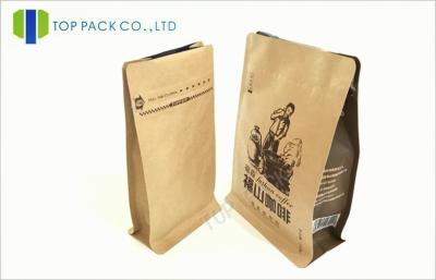 China Pocket Zipper Paper Stand Up Pouches Coffee Bean Packaging With Degassing Valve for sale