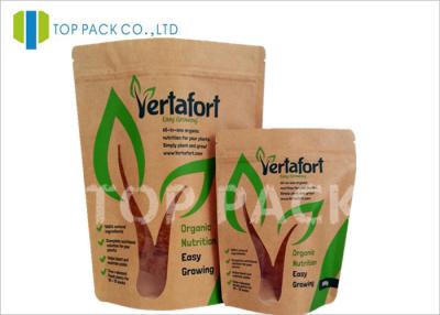 China 150 Micron Kraft Stand Up Pouches With Window , Chia Seeds Food Pouches Packaging for sale