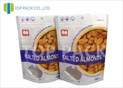 China Moisture Proof Stand Up Foil Pouches , Nut Snack Packaging Bags 150g Zipper Closure for sale