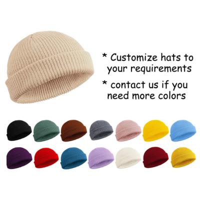 China JOINT Custom Short Beanie For Mens Womens Solid Color High Quality Acrylic Knit Winter Cuffed Trawler Hat Beanie Hats for sale