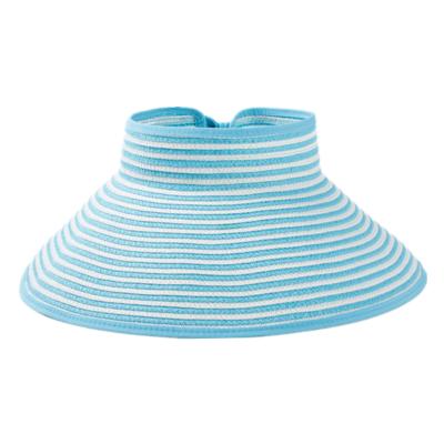 China New Fashion Brim Summer Empty Top Striped Wide Straw Hats Striped Wide Brim Fashion Party Straw Sun Empty Top Hats for sale