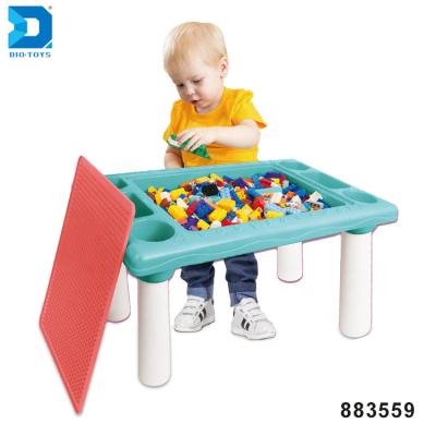 China Eco-friendly diy material toys building blocks multifunctional table with 300PCS blocks for sale