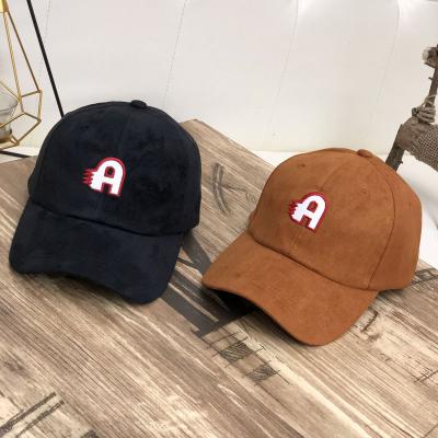 China Custom COMMON logo baseball cap suede, structured baseball cap embroidery logo suede baseball caps for men and women for sale