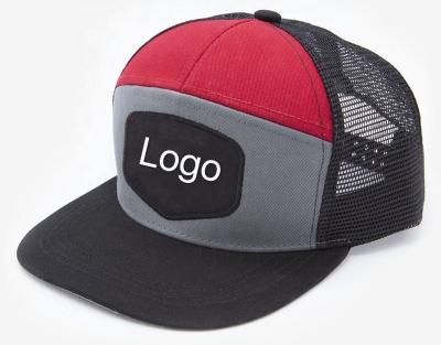 China JOINT Hot Sale Structured Custom Logo Embroidery Patch Label Mesh Trucker Hat 7 Panel Snapback Hat Adjustable for sale