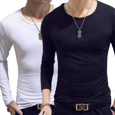 China Luxury fashion men's t-shirt solid color men's o-neck low moq screen print long sleeve workout fitness breathable wholesale empty t-shirt body for sale