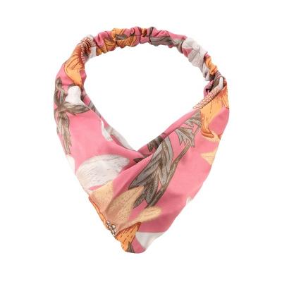 China Soft china supplier fashion custom wholesale women printed elastic headband girls hair bands for sale