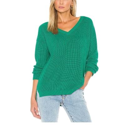 China OEM Cotton Adults Sweaters Women Winter V-Neck Anti-Shrink Sweater Winter Thick Warm 100% Computer Knitted for sale