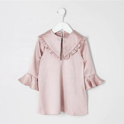 China New Designs Summer Babies Custom Made Anti-Static Satin Pink Cute Sweet Kids Dress Frill Collar And Cuff for sale