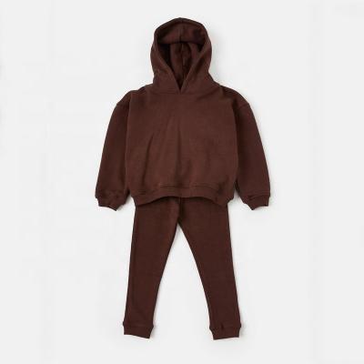 China Baby Boys Anti Shrink Brown Hoodies Pants Two Piece Clothing Set Custom High Quality Kids Chocolate Pullover Hoodie And Joggers for sale