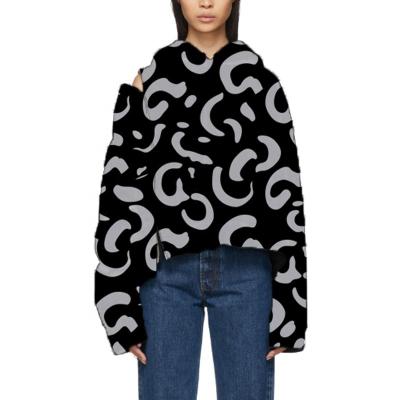 China Custom wholesale leopard print oversized pullover women's anti-wrinkle hip noise drop shoulder zipper thick pullover hoodies for sale