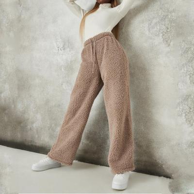 China High Quality Cheap Wholesale Custom Made Wide Leg Women Anti-Wrinkle Price Waist Winter Fleece Elastic Sweatpants Pants for sale