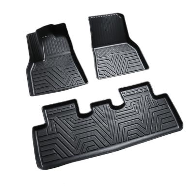 China All Weather Darkness Floor Mats For Floor Mats Cargo Liner Rear Cargo Tray Trunk Interior Accessories Tesla Model Y 5-Seat Strip Car Floor Mats for sale