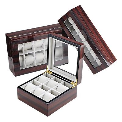 China Luxury Custom Logo Storage Watch Cases Show Wooden Veneer Watch Boxes Gift Packaging Box Watches for sale