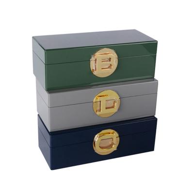 China 2019 NEW Arabic Handmade High Gloss Lacquer Luxury Wooden Storage Box With Metal Plate for sale