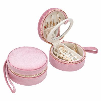 China Best Travel Jewelry Case Women Girls Rings Necklace Accessories Jewelry Box Leather Jewel Gift Organizer Leather Jewel Gift Boxes Pink Velvet Best Travel Jewelry for sale