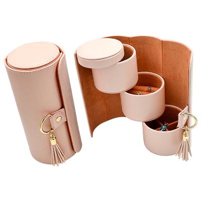 China Jewelry Case Jewelry Display Storage Bag PU Leather Travel Jewelry Organizer Roll for sale