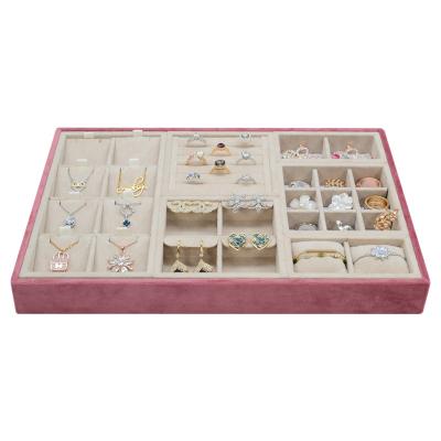 China Custom Fashion Jewelry Trays Luxury Jewelry Organizer Storage Display Case Velvet for sale