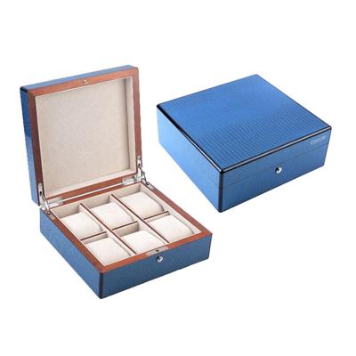 China MDF Custom Logo 6 Slot Wooden Watch Cases OEM Croco Luxury Wooden Watch Box for sale