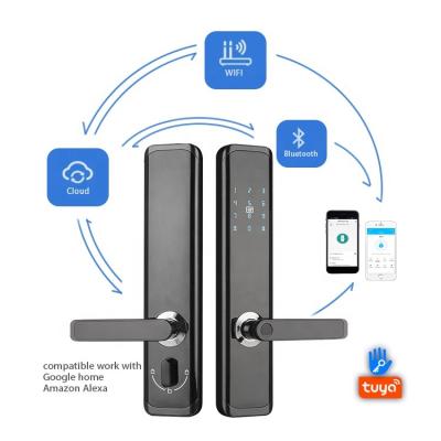 China 2023 Home Front Internal Outdoor Lock Panel Smart Apartment Hotel Apartments Tuya Main Safe Electronic Aluminum Door Locks for sale