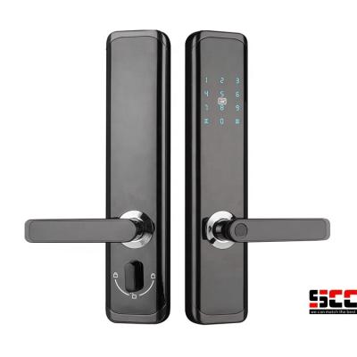 China Home Hotel Apartments Office Fingerprint Door Handle Digital Keyless Front Door Lock Bluetooth Electronic Lock with TT or Tuya APP for sale