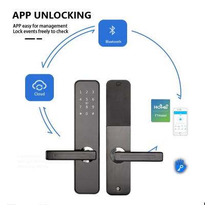 China Home Office Apartments Hotel Handle Digital TTT Electronic Hotel Lock Security Wooden Digit Lock Scanning QR Code Home Door Lock for sale