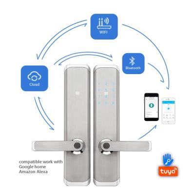 China Front Internal Panel Keyless Lock Tuya Digital Intelligent Electronic Aluminum Fingerprint Lock for Home Office Hotel Apartments for sale