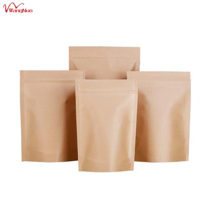 China Custom Logo Printed Biodegradable Zip Lock Brown Paper Stand Up Pouch Coffee Tea Packaging Bags for sale