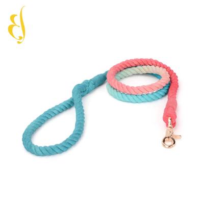 China Custom gradient color of 2020 the new pet supplies hand-dyed woven cotton rope collar pull cord customization for sale