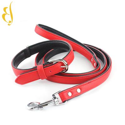 China Customized Real Design Dog Collar Bulk Leash Padded Thick Leather Pet Viable Belt for sale