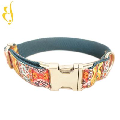 China Fashion Plain Viable Colorful Adjustable Fabric Printed Dog Collar for sale