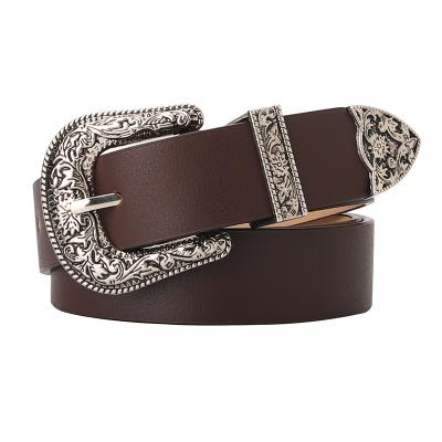 China Vintange Designer Belts Famous Brands Custom Logo With Vintage Metal Buckle PU Leather Luxury Women's Belt for sale