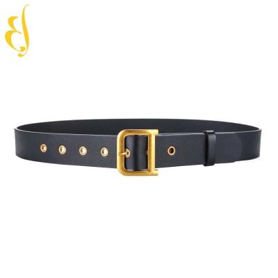 China Cowhide Belts For Sale Genuine Leather Ladies Brass Buckle Ladies New Genuine Leather Women's Belt Hot Black Cowhide for sale