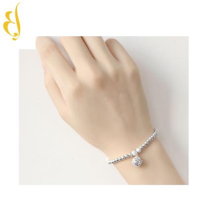 China 925 Sterling Silver Simple Silver Bell Lover Jewelry 925 Bead Bracelet for sale