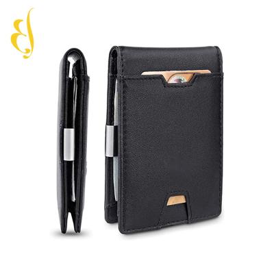 China Wholesale Slim RFID Money Clip Large Capacity Bifold Genuine Leather Wallet For Men for sale