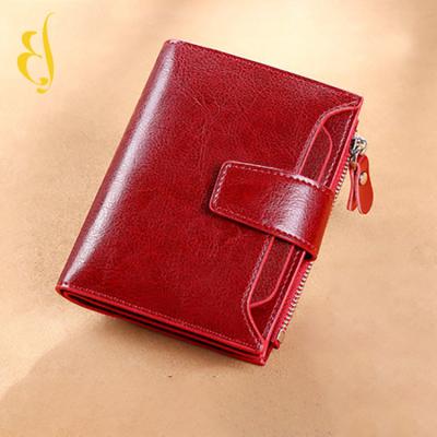 China Wholesale RFID Blocking Red Genuine Leather Women's Wallets Wallet Purse for sale