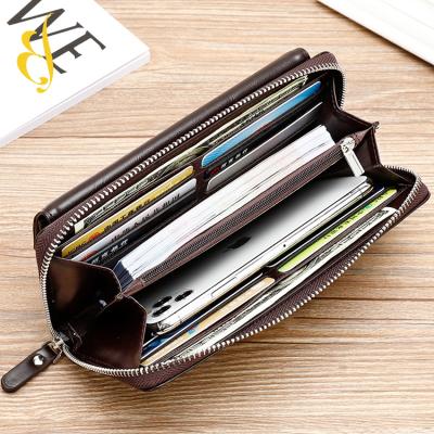 China Wholesale hot selling large capacity men's stylish custom bifold RFID genuine leather wallets for sale