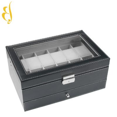 China 2018 New Style Fashion Black Unique Design Luxury Luxury Leather Oval Mirror Jewelry Drawer Box Jewelry Watch Box for sale