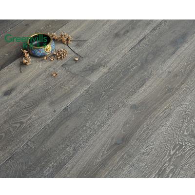 China Unique interior design Greenvills design with chemical reactive stained black engineered oak wood flooring for overall project construction for sale