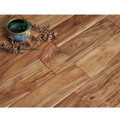 China Home decor hot sale in USA! durable 18mm thickness natural solid flooring, small leaf acacia gold handscraped hardwood flooring for sale