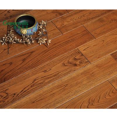 China Modern Hardwood Flooring 125mm Wide White Oak Color Teak Solid Hardwood Golden Solid Flooring for sale