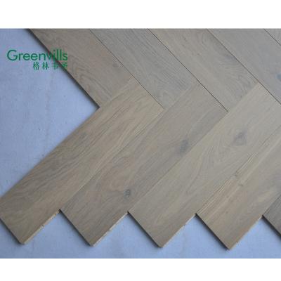 China OAK Color Stained Engineered Oak Herringbone Flooring / European Engineered Wood Flooring Herringbone Full Size For Luxury Villa House for sale