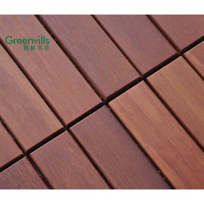 China Modern interlocking deck tile deck tile outdoor solid wood garden kempas wood flooring with plastic base for sale