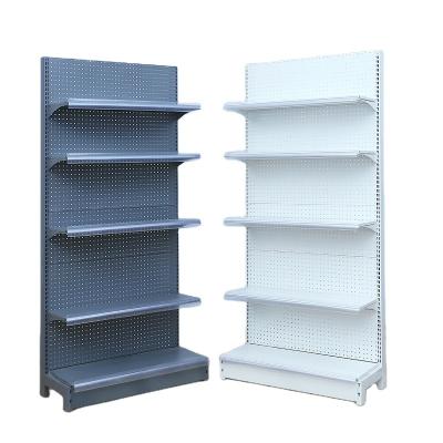 China Single Sided Gondola Shelf Supermarket Display Racks Wall Side Supermarket Steel Material Shelves for sale