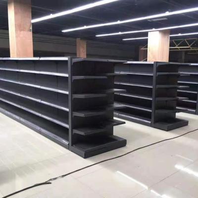 China Eupo style double sided store racks metal powder coating gondola shelf supermarket shelving for sale