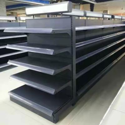 China Single Sided Install Store Shelves Metal Gondola Supermarket Rack Shelf Convenient Supermarket Rack System for sale