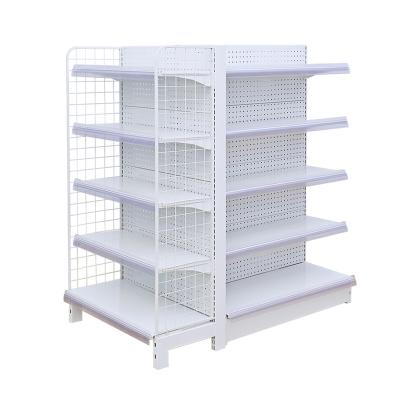 China Single Sided Porcelain Produced Supermarket Display Shelves Wall Side Grocery Shelving Supermarket Gondola Shelf for sale