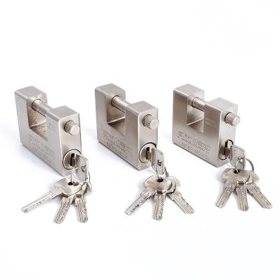 China Home.etc Top Security Chrome Plated Hardened Solid Steel Rectangular Pallet Iron Padlock Beam Lock for sale