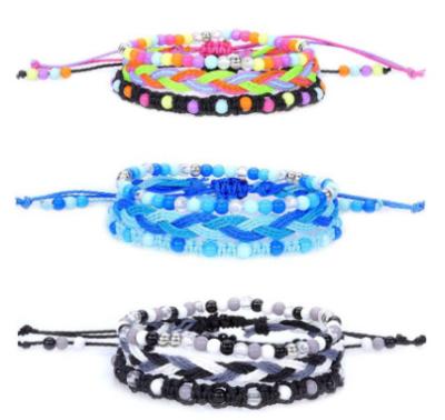 China Comfort Fit Ethnic Style Bead Adjustable Waterproof Stackable Bracelet Braided Friendship Bracelets Handmade Wax Wrap Bracelet for sale